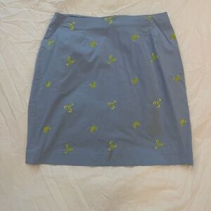 Lilly Pulitzer Pale Blue Skirt with Green embroidered Lobsters & Crabs
